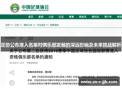 足协公布准入名单对俱乐部发展的深远影响及未来挑战解析 足协公布准入名单对俱乐部发展的深远影响及未来挑战解析